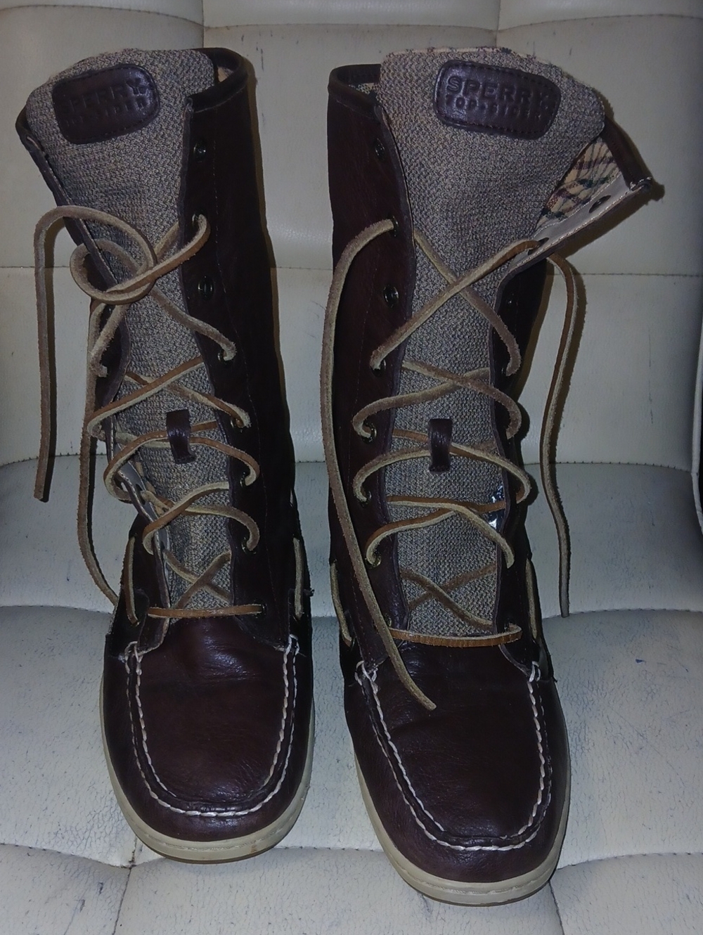 Sperry Brown Leather and Tan Textile Lace-Up Men's Boots